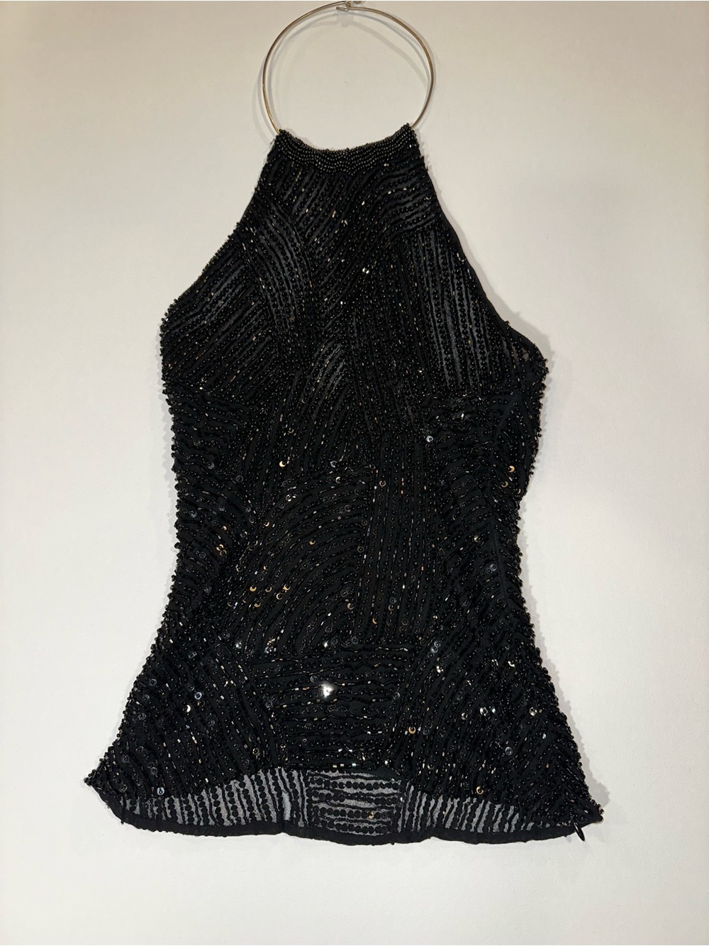 Heart Moon Star Black Beaded Halter Camisole